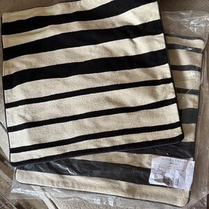 Alder & Tweed Black and Cream Striped Pillow Covers 22x22